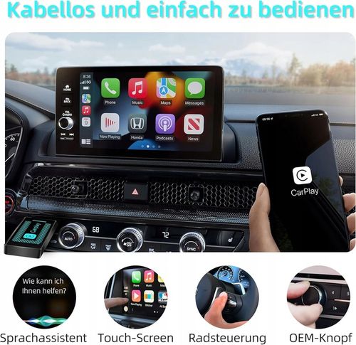 Bezprzewodowy adapter Carplay do iPhone'a iOS 9+ i nowsze Plug & Play na Arena.pl