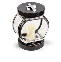 Lampion Na Pomnik Na Nagrobek srebrny stal nierdzewna + czarny granit