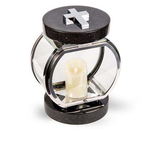 Lampion Na Pomnik Na Nagrobek srebrny stal nierdzewna + czarny granit na Arena.pl