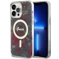 Etui Guess Flower MagSafe na iPhone 14 Pro Max - zielone
