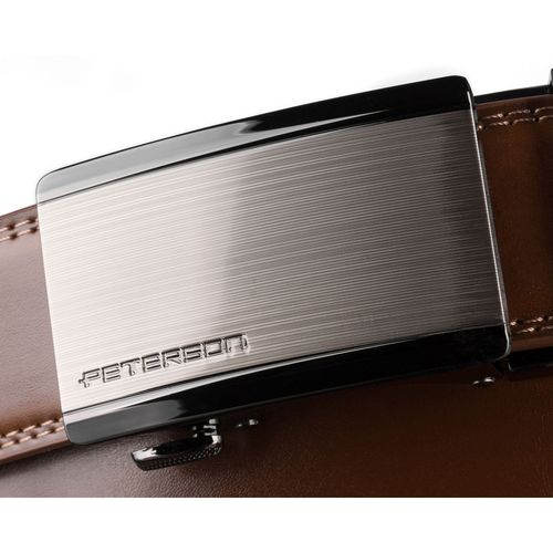 brązowy pasek męski z automatyczną klamrą wykonany ze skóry naturalnej na Arena.pl