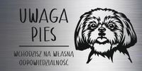 Tabliczka 20x10 cm UWAGA PIES Shih tzu LAMINAT Z GRAWEREM