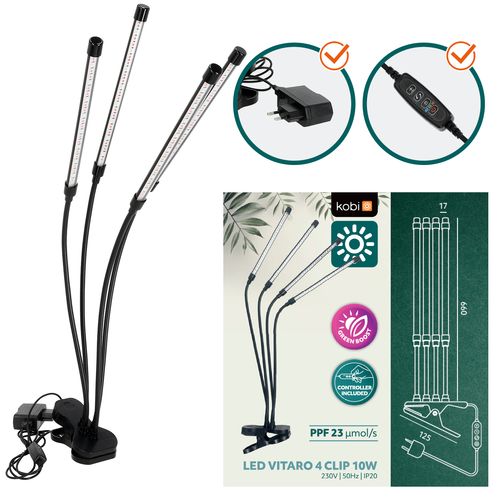 Lampa LED do Roślin 4 Głowice Do Wzrostu Uprawy Klips TIMER + zasilacz na Arena.pl