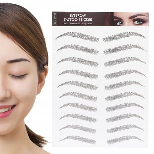 WODOODPORNE TATUAŻ NA BRWI NAKLEJKI 10 PAR CZARNE na Arena.pl