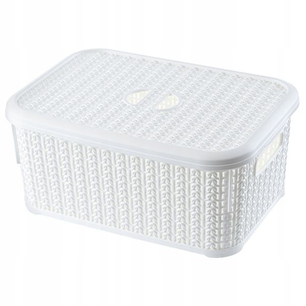 KADAX Koszyk Kosz 6L Pojemnik Z Pokrywą Biały 2szt zdjęcie 6