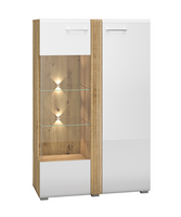 Witryna Niska 2- Drzwiowa 2D 92 cm Dąb Castello + Biały Połysk ABIGO ML