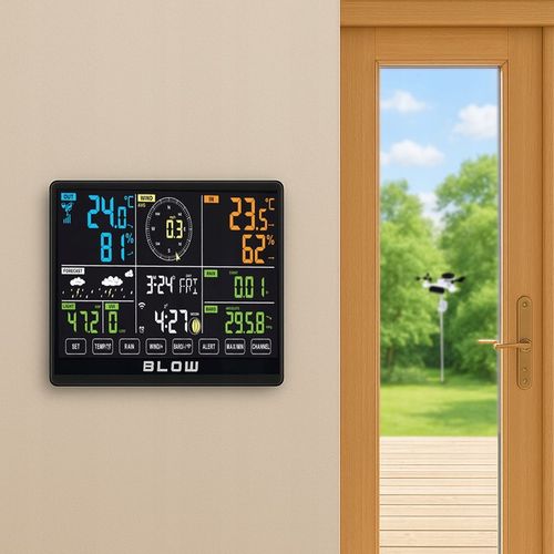 STACJA POGODY POGODOWA WiFi METEO TERMOMETR HIGROMETR ZEGAR ALARM + na Arena.pl
