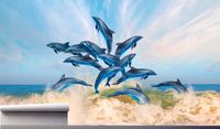 Fototapeta PEJZAŻ MORSKI DELFINY NIEBO3D 200x130