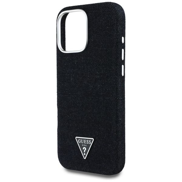 Etui Guess Denim Triangle Logo MagSafe do iPhone 16 Pro Max czarny zdjęcie 6
