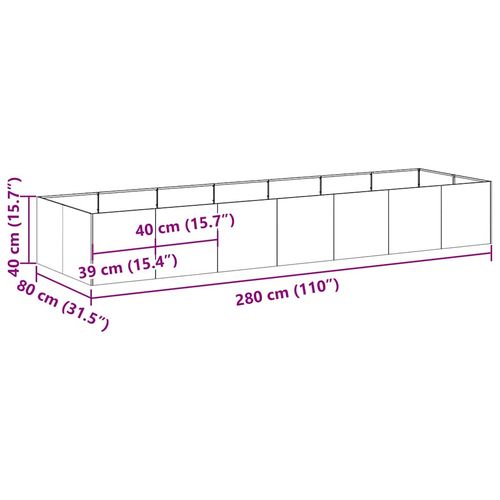 Doniczka Antracyt 280x80x40 cm Stal na Arena.pl