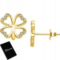 Kolczyki srebrne wkrętki koniczynki kolczyki sztyfty srebro 925 pozłacane