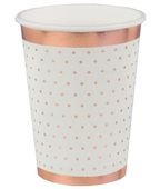 Kubeczki papierowe białe w kropki rose gold