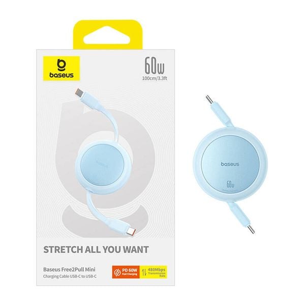Kabel USB Baseus Free2Pull Mini USB-C do USB-C 60W, 1m (niebieski) zdjęcie 8