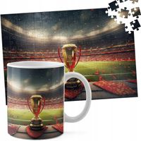 ZESTAW KUBEK + PUZZLE 110EL - PIŁKA NOŻNA SPORT DRUŻYNA MECZ PUCHAR