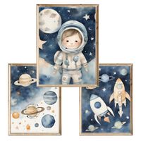 Zestaw trzech plakatów dla dzieci Kosmos 2