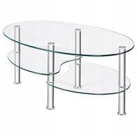 Stolik Costway owalny 89 x 51 x 45cm srebrny