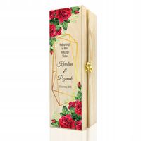 Prezent na ślub WESELE skrzynka na wino z życzeniami dla MŁODEJ PARY NADRUK