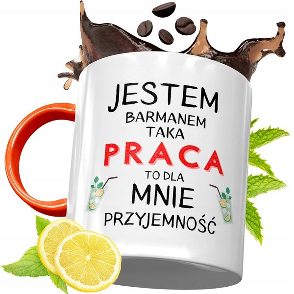 Kubek Pomarańczowy Dla Barmana Prezent Z Nadrukiem Ze Zdjęciem zdjęcie 1