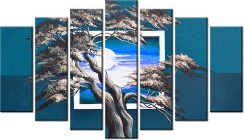 80CM 140CM OBRAZ 7 ELEM LAZUROWY ZACHÓD SŁOŃCA ŚCIENNY na Arena.pl