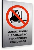 Tabliczka znak informacyjny 30x20 ZAKAZ RUCHU TRANSPORTU Aluminiowa SREBRNA