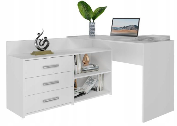 Nowoczesne Biurko Narożne Białe 120 cm DANNY TS - 4 Kolory zdjęcie 1