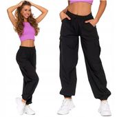 Bojówki Spodnie Damskie Wysoki Stan Luźne Parachute Wygodne Modne MORAJ XL