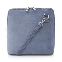 VERA PELLE torebka damska zamszowa listonoszka z paskiem V452 jeansowa