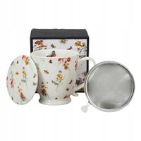 Kubek Royal Grace 510ml z zaparzaczem porcelana kwiaty motyle prezent box