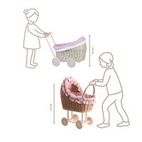 LUNA WÓZEK WIKLINOWY DLA LALEK Z OBSZYCIEM różowym 60X30 H45 CM uniwersalny