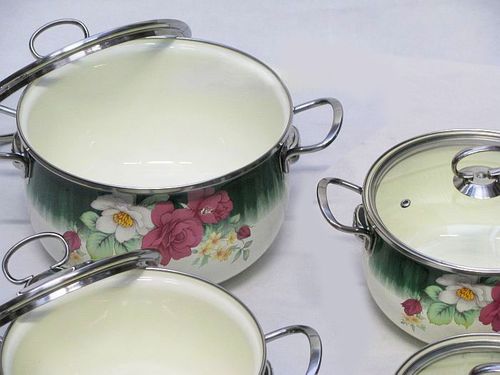 Garnki Emaliowane EDENBERG ROSE 8 ele [EB-1835-C] na Arena.pl
