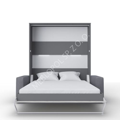 Półkotapczan MEBLOPOL 160V pionowy z sofą szary/dąb monaco z LED na Arena.pl