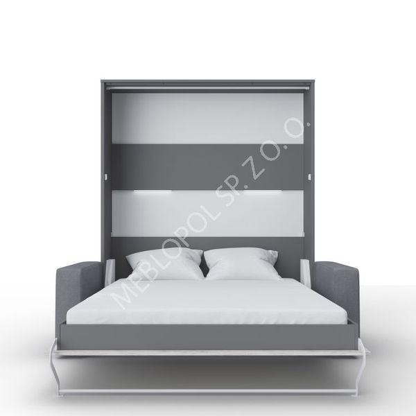 Półkotapczan MEBLOPOL 160V pionowy z sofą szary/dąb monaco z LED zdjęcie 2