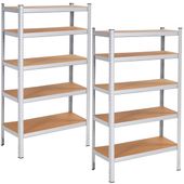 Zestaw regałów metalowych 2 szt. 150x75x30cm 625kg z 5 półkami do garażu, piwnicy