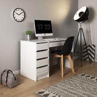 BIURKO COLA KOMPUTEROWE BIAŁE Z SZUFLADAMI POŁYSK DARMOWA DOSTAWA