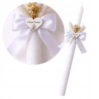 Świeca do Chrztu Świętego ręcznie zdobiona gromnica + OKAPNIK