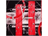 30X30CM ZEGAR CZERWONA ABSTRAKCJA OBRAZ DREWNO