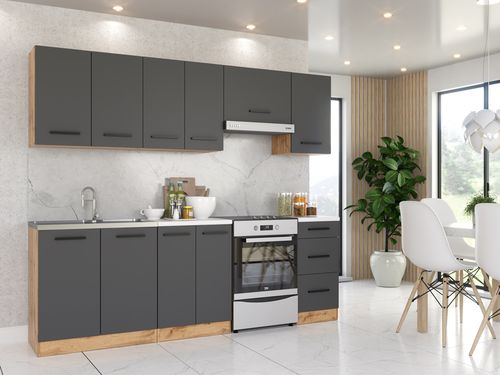 Kuchnia Pojemna Modułowa Z Blatem Mokka 2.4m Wotan Butelkowa Zieleń Szary na Arena.pl