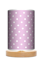 Lampa stołowa - nocna drewniana mała - Kropki Pink