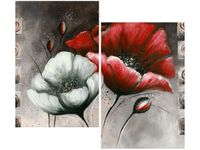 80X70CM MALOWANE MAKI CZERWIENI BRĄZIE DUO OBRAZ