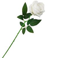 SZTUCZNA BIAŁA RÓŻA ZAMSZOWA POJEDYNCZA DŁUGA GAŁĄZKA 50 cm SZTUCZNE RÓŻE