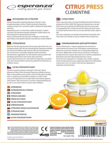 ESPERANZA ELEKTRYCZNA WYCISKARKA OWOCÓW ŻÓŁTA na Arena.pl