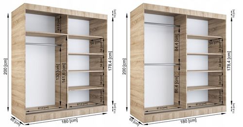 Szafa przesuwna 180cm 2 wnętrza ANTRACYT + ARTISAN na Arena.pl