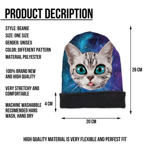 CZAPKA BEANIE GALAXY ALIEN CAT na Arena.pl