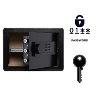 Pancerny Domowy Sejf z Zamkiem Elektronicznym i Kluczem 25x35x25 cm Czarny