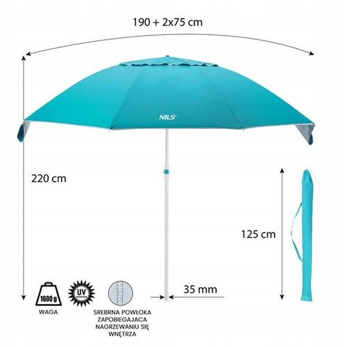 Parasol ogrodowy 190cm plażowy funkcjonalny 2w1 parawan osłona przed UV na Arena.pl