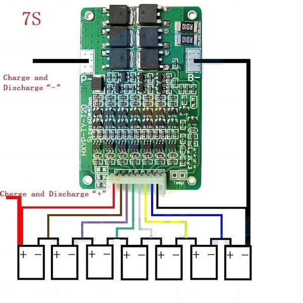 Moduł BMS 7s 15A Li-ion 29,4V 18650 Ładowarka zdjęcie 3