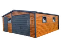 Garaż Blaszany 5,5x5 drzwi - 3x okno blachodachówka ID448