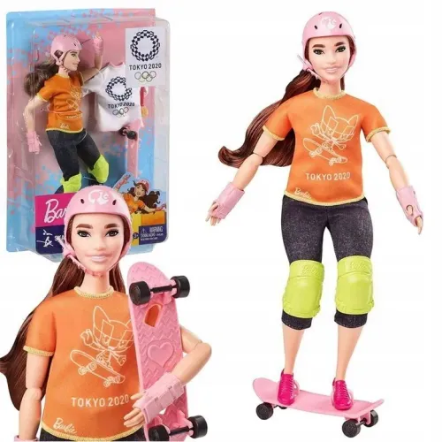 Lalka Barbie Olimpijka + Deskorolka 30 Cm na Arena.pl