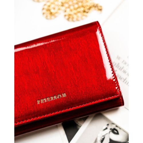 lakierowany, czerwony portfel damski zamykany na zatrzask - peterson na Arena.pl
