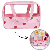 kosmetyczka rozkładana przenośna kuferek rozmiar m 31x10x20cm truskawki